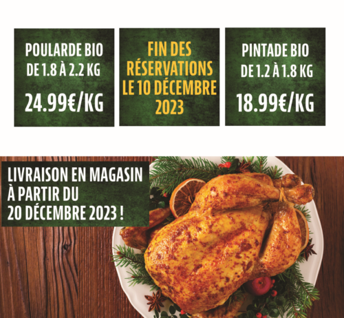 Précommande de Volailles Bio pour les Fêtes 2023